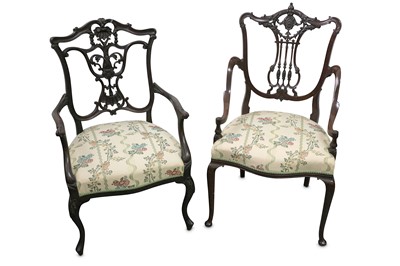 Lot 314 - A pair of Edwardian mahogany Chippendale style...