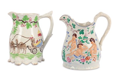 Lot 182 - Two mid 19th Century pearlware jugs, including...