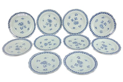 Lot 210 - A set of ten Chinese Qing Dynasty blue and...