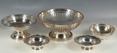 Lot 243 - A pair of small hallmarked silver footed bowls,...