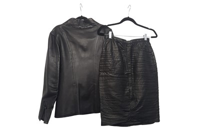 Lot 182 - Two Pieces of Black Leather Vintage Leather Clothing