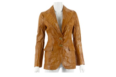 Lot 406 - Dolce and Gabbana Brown Eel Skin Jacket, gilt...