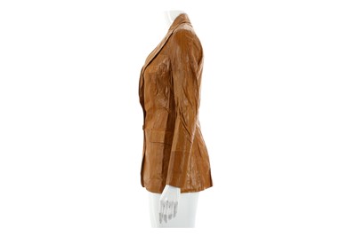 Lot 406 - Dolce and Gabbana Brown Eel Skin Jacket, gilt...