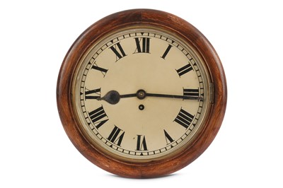 Lot 249 - A circular oak case wall clock with ivory...