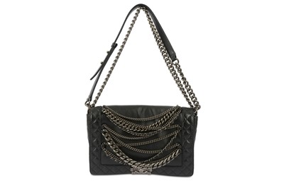 Lot 643 - Chanel Black Enchained Medium Boy Bag, c. 2013-...