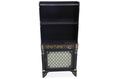 Lot 340 - An Empire style ebonised waterfall bookcase...