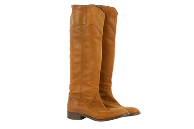 Lot 402 - Chanel Brown Riding Boots, suede leather, 3cm...