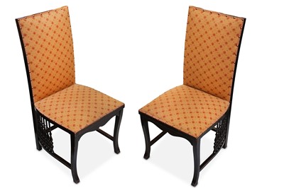 Lot 395 - Liberty style, a pair of Anglo-Moorish chairs,...