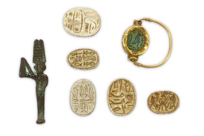 Lot 60 - A GROUP OF EGYPTIAN SCARABS Third Intermediate...