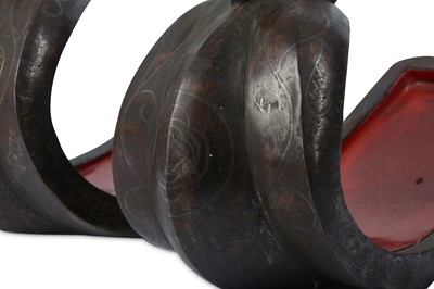 Lot 998 - A PAIR OF IRON ABUMI (STIRRUPS). Edo period....