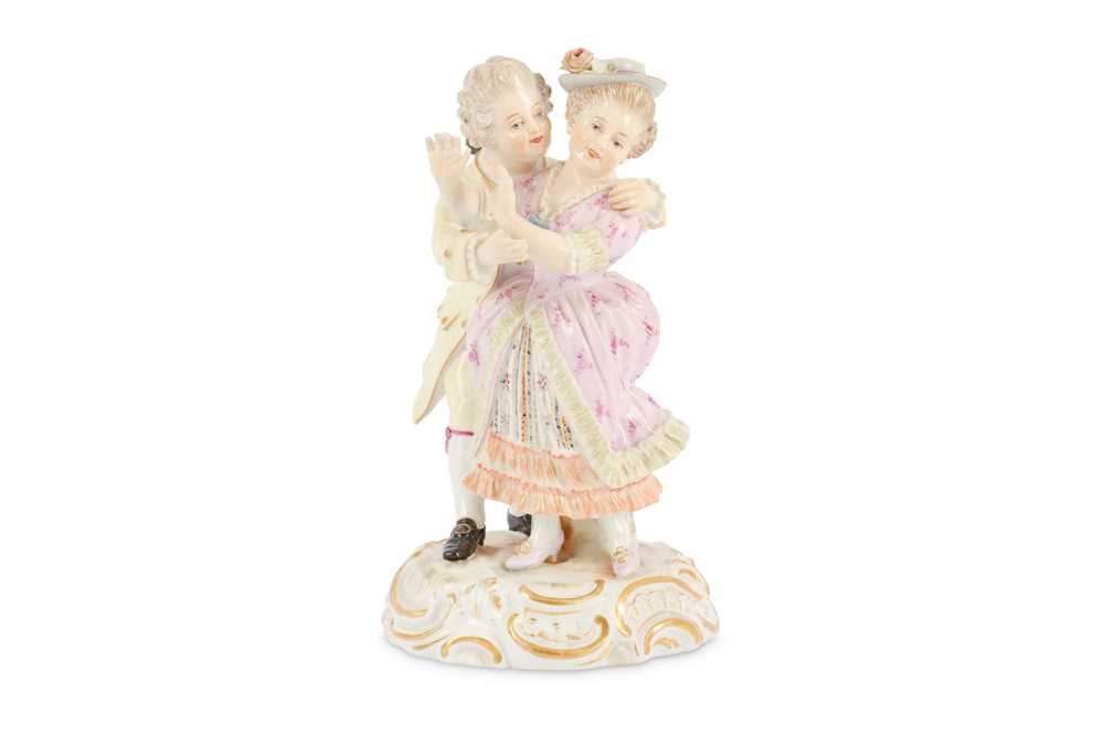 Lot 81 - A Meissen figural group of two lovers, late...