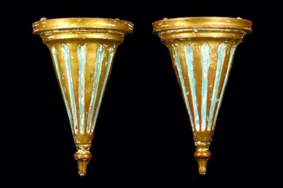 Lot 249 - A pair of gilt, painted and distressed wall...