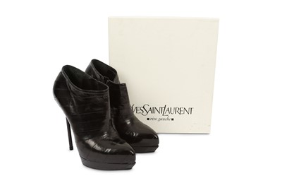 Lot 413 - Yves Saint Laurent Black Eel Skin Boots,...