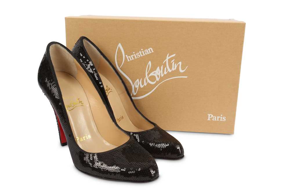 Lot 415 - Christian Louboutin Black Sequin Heels, all...