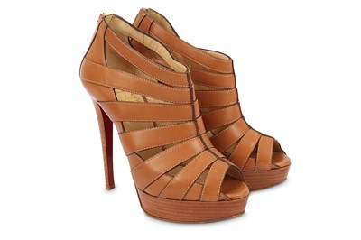 Lot 423 - Christian Louboutin Brown Sandals, wooden...