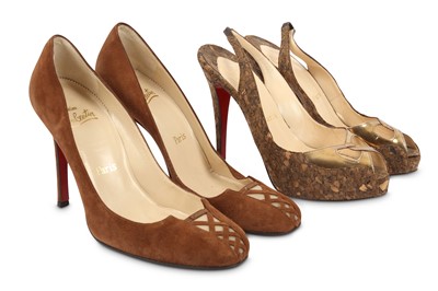 Lot 425 - Two Pairs of Christian Louboutin Heels, the...