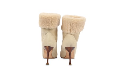 Lot 428 - Jimmy Choo Cream Shearling Boots, wooden heels,...