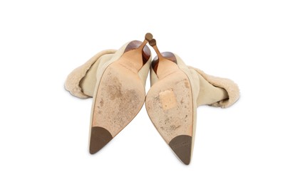 Lot 428 - Jimmy Choo Cream Shearling Boots, wooden heels,...