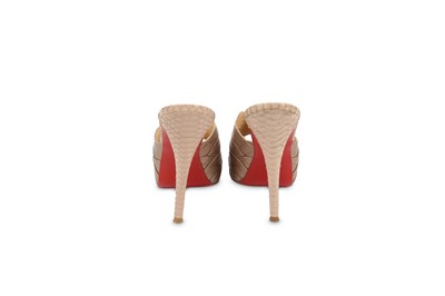 Lot 431 - Christian Louboutin Metallic Mules, scalloped...