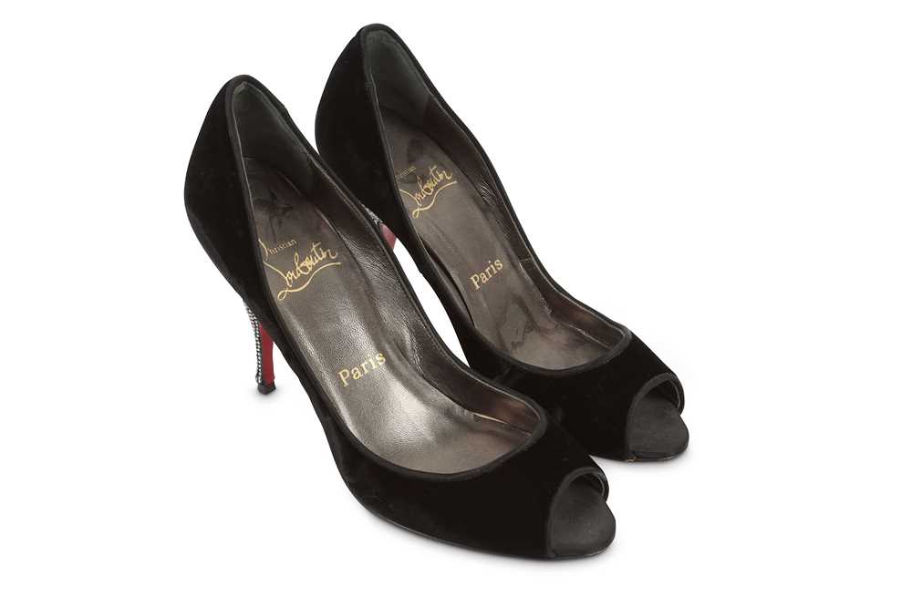Lot 441 - Christian Louboutin Black Velvet Heels,...