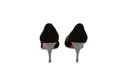 Lot 441 - Christian Louboutin Black Velvet Heels,...