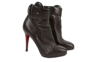 Lot 460 - Christian Louboutin Black Buckle Ankle Boots,...