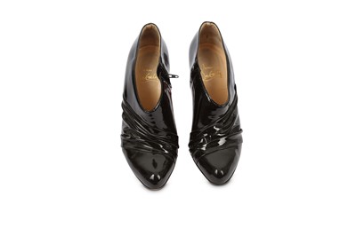 Lot 462 - Christian Louboutin Black Patent Boots, ruched...