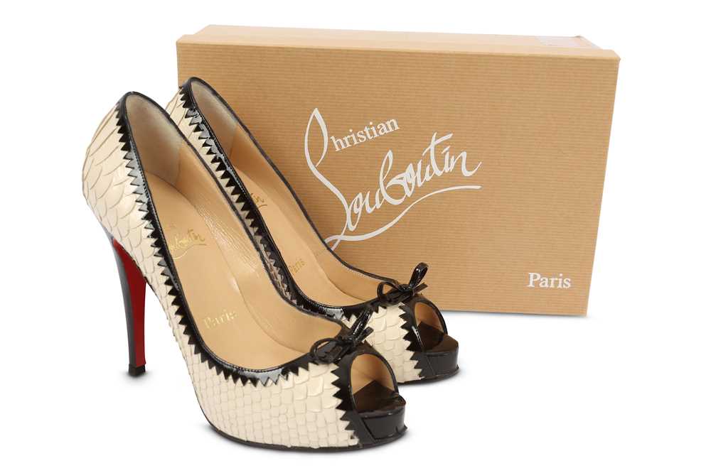 Lot 470 - Christian Louboutin Black and White Python...