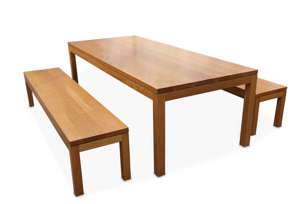 Lot 392 - A contemporary bespoke oak rectangular dining...