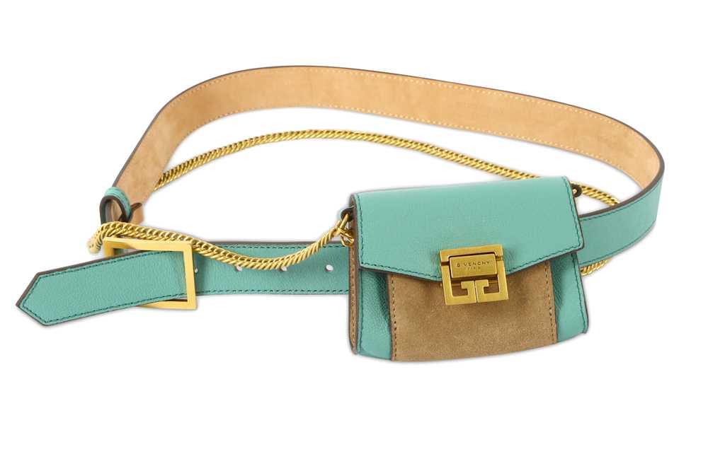 Lot 318 - Givenchy Turquoise Nano GV3 Belt Bag, grained...