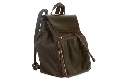 Lot 495 - Gucci Brown Leather and Nylon Men's Backpack,...