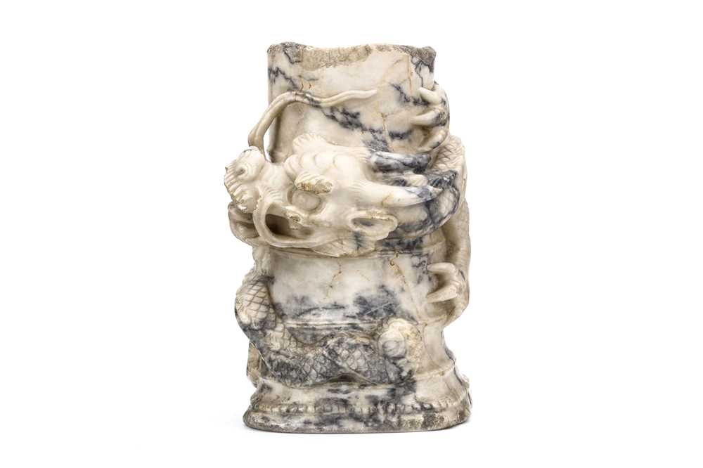 Lot 361 - A CHINESE MARBLE ‘DRAGON’ PILLAR FRAGMENT.