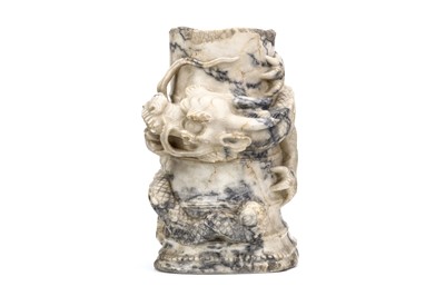 Lot 125 - A CHINESE MARBLE ‘DRAGON’ PILLAR FRAGMENT....