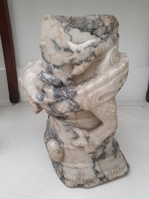 Lot 361 - A CHINESE MARBLE ‘DRAGON’ PILLAR FRAGMENT.