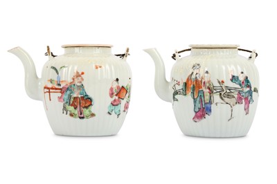 Lot 602 - TWO CHINESE FAMILLE ROSE TEAPOTS AND COVERS....