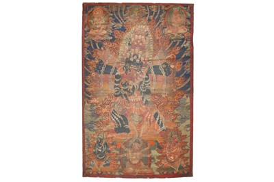 Lot 955 - A LARGE TIBETAN THANGKA OF THE GUARDIAN...