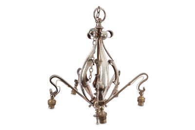 Lot 238 - An Arts and Crafts silvered pendant light...