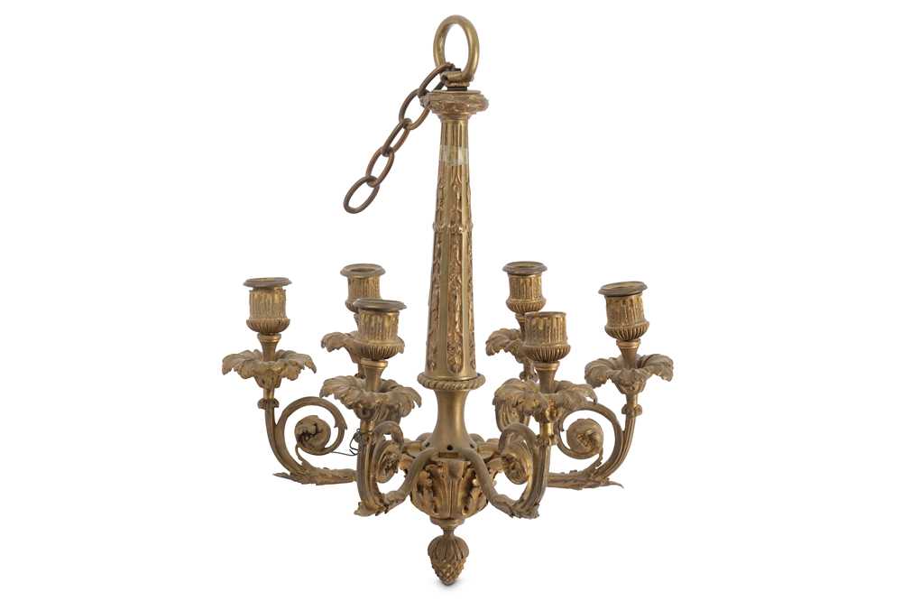 Lot 443 - A 19th Century ormolu six branch chandelier