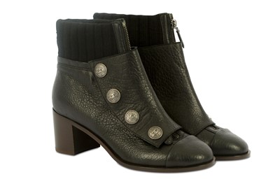 Lot 647 - Chanel Black Ankle Boots, c. 2013, pebbled...