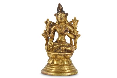 Lot 962 - A SMALL GILT BRONZE FIGURE OF BUDDHA. Qing...