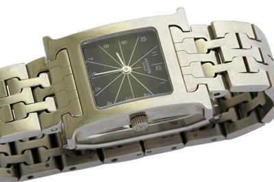 Lot 762 - Hermes "H" Hour Quartz Black Dial Watch,...