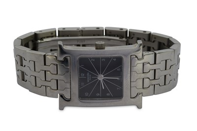 Lot 762 - Hermes "H" Hour Quartz Black Dial Watch,...