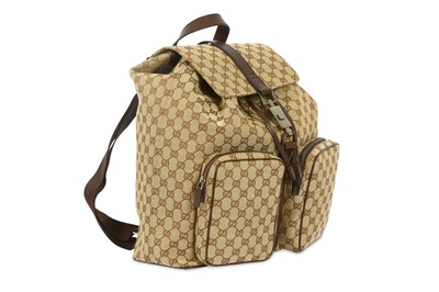 Lot 490 - Gucci Brown Supreme Backpack, logo fabric with...