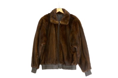 Lot 431 - Men's Reversible Mink and Leather Bomber...