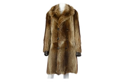 Lot 432 - Men's Full Length Raccoon Coat, with brown...