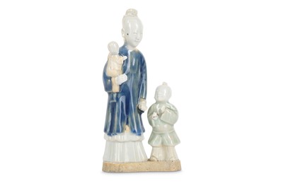 Lot 657 - A CHINESE BISCUIT MOTHER AND CHILDREN GROUP....