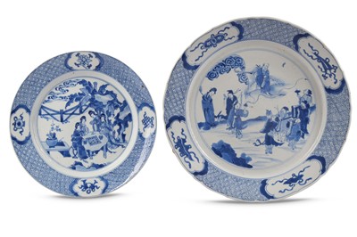 Lot 486 - TWO CHINESE BLUE AND WHITE DISHES. Qing...