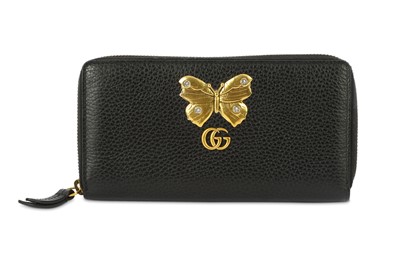 Lot 729 - Gucci Black Butterfly Zip Wallet, c. 2019,...