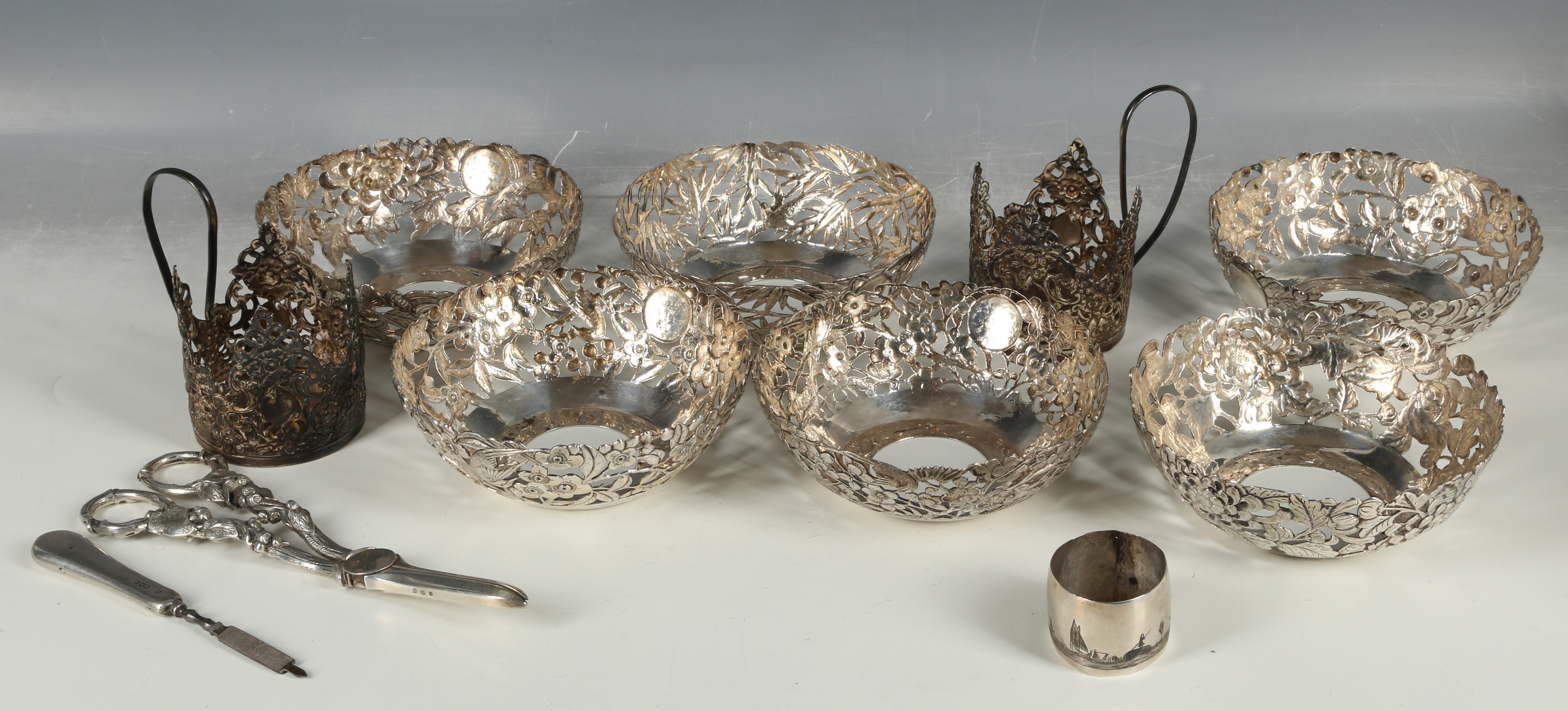 Lot 251 Two hallmarked silver tea glass holders,