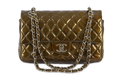 Lot 499 - Chanel Patent Metallic Green Flap Bag, c. 2008-...